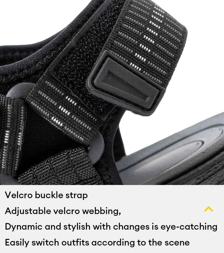 Men's Open Toe Sandals Breathable Casual Beach Shoes Black EVA Insole