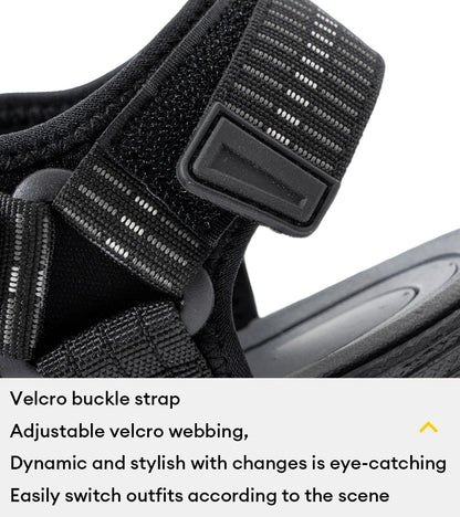 Men's Open Toe Sandals Breathable Casual Beach Shoes Black EVA Insole