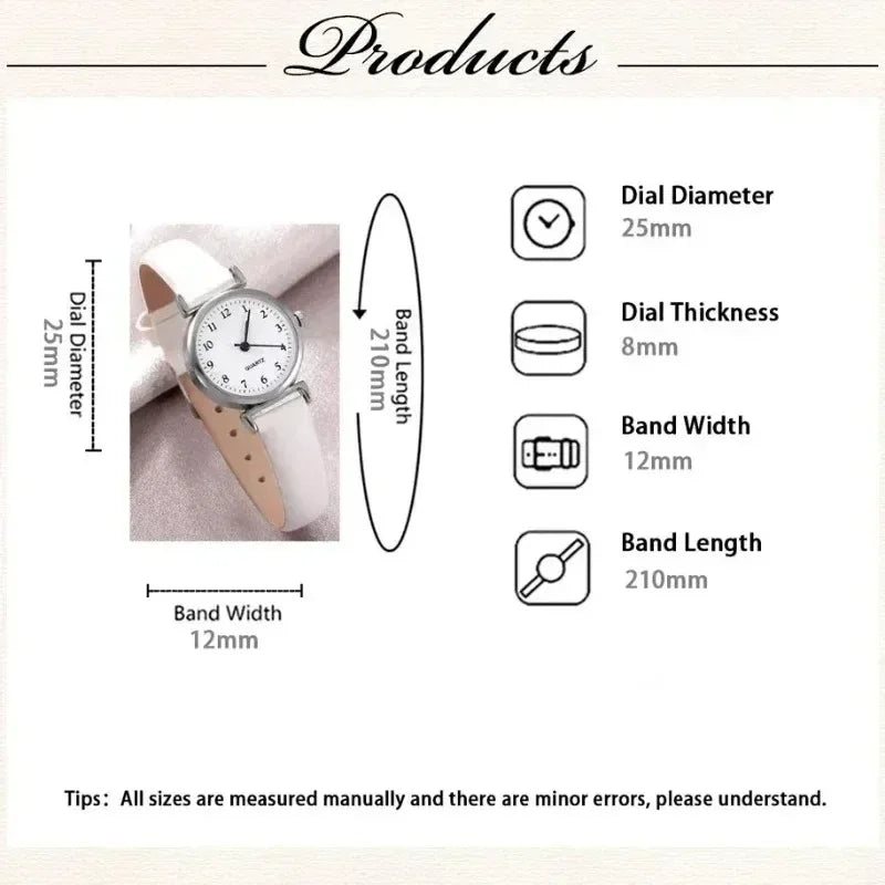 Women’s Fashion Quartz Watch with Small Dial – Elegant Leather Strap Casual Timepiece