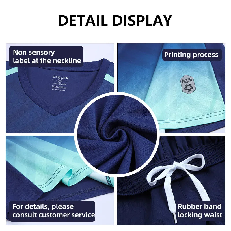 MAN Football Jerseys Team Training Customize Professional Women Soccer Uniform Adult Kids Futsal Quick-Drying Sportswear Outfit