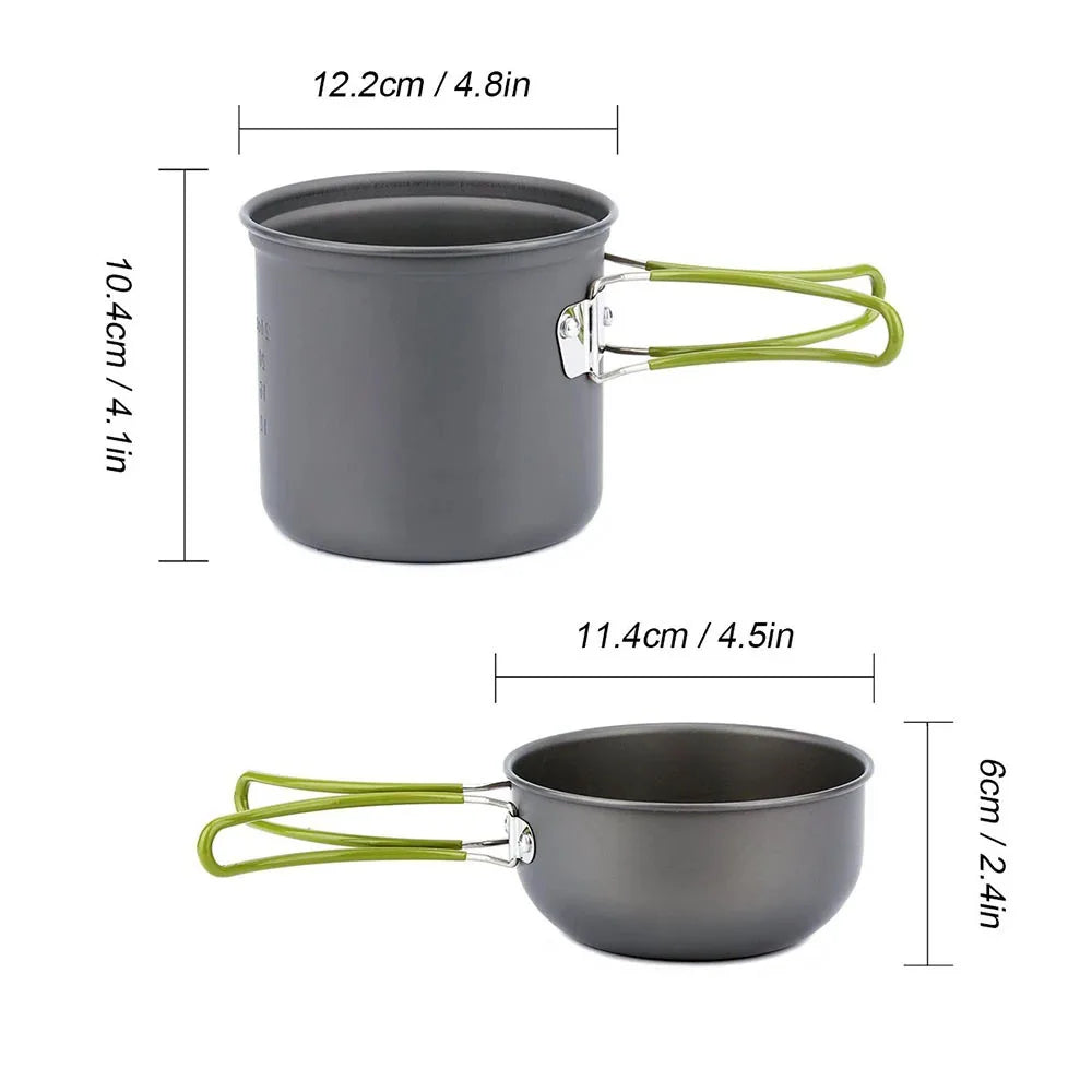 Ultralight Anodized Aluminum Camping Cookware Mess Kit With Pot And Pan