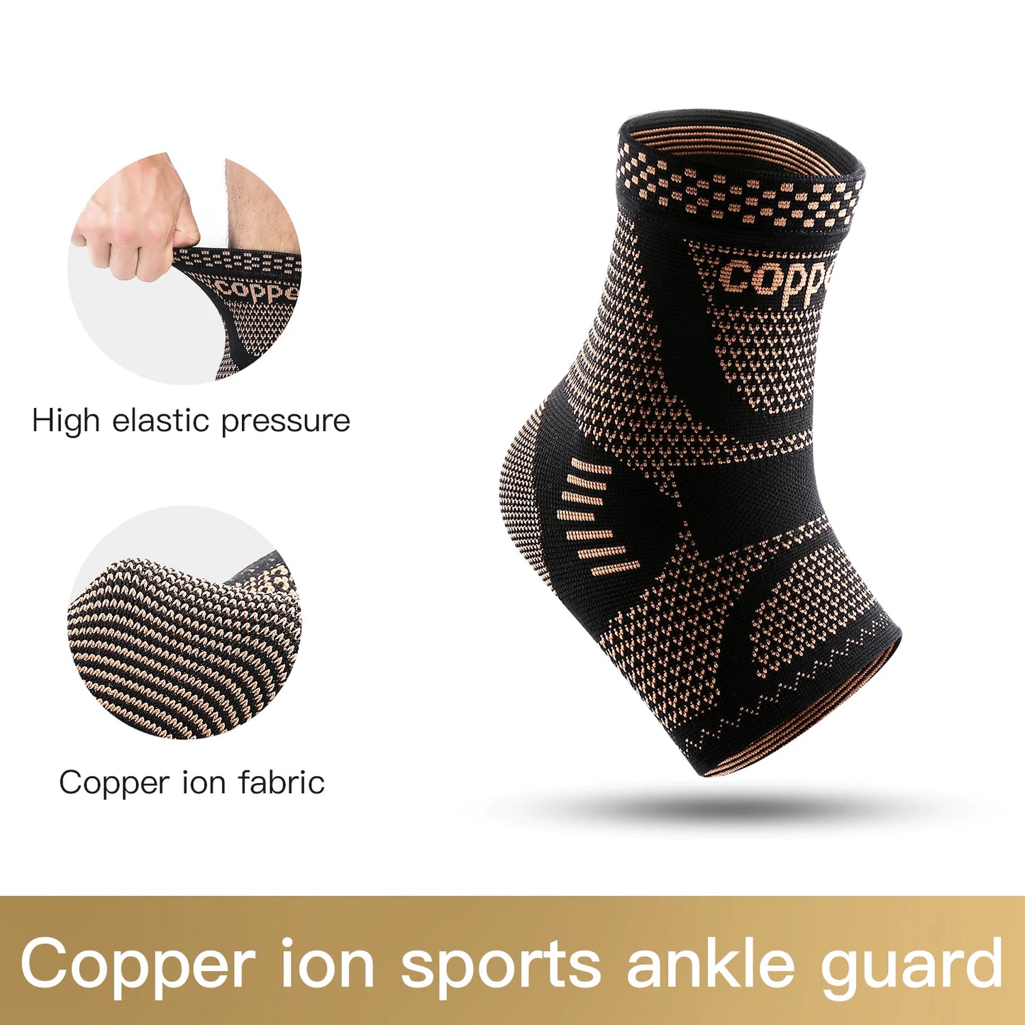 1 PC Men's Women's Outdoor Sports Knitting Elastic Copper Ankle Protection, Ankle Sprain Protection, Ankle Wrist Daily Exercise