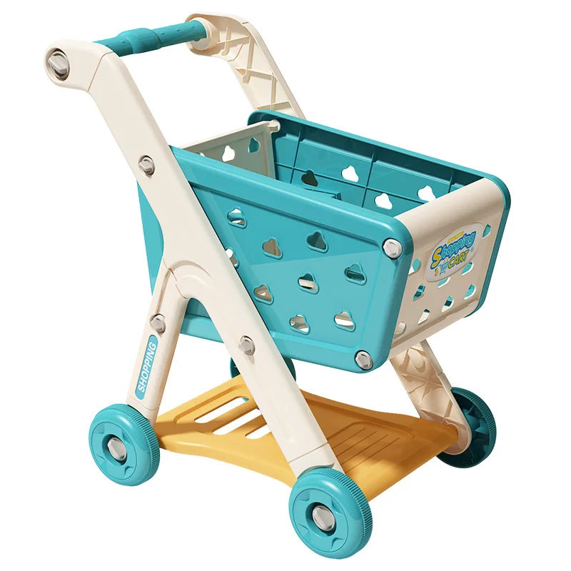 Shopping cart toy baby small trolley children play house fruit cut music kitchen supermarket men and girls Early Education toys