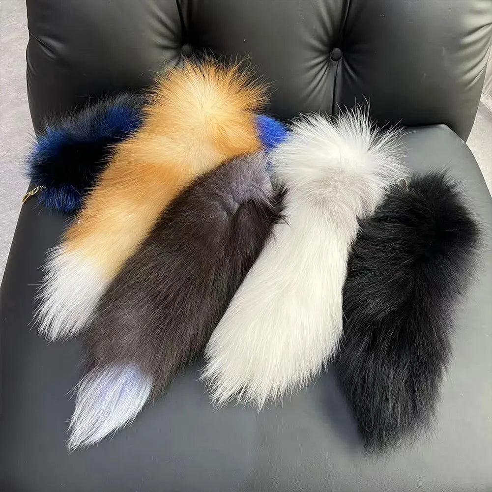 Fluffy Faux Fur Fox Tail Keychain for Bags & Keys