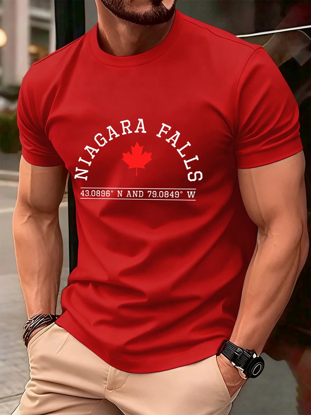 Niagara Falls Canada Letter Prints Mens T-Shirt Cotton Summer Short Sleeve Tops Soft Oversized O-Neck T Shirt Casual Clothes
