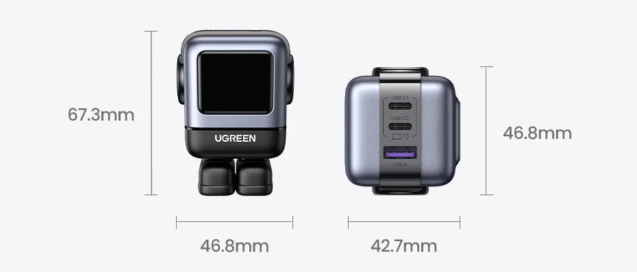 【US Plug】UGREEN 65W 30W GaN Charger Robot Design PD3.0 Fast Charger QC4.0 3.0 PPS for iPhone 17 16 15 Pro Macbook Laptop Table