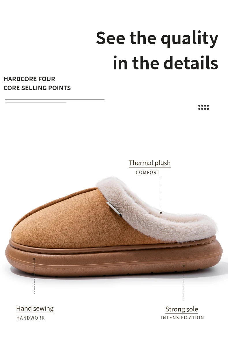 Autumn And Winter Men's Cotton Slippers Plush Warm Thick Home Wear Non-slip Wear-resistant Soft Bottom Comfortable Warm Shoes