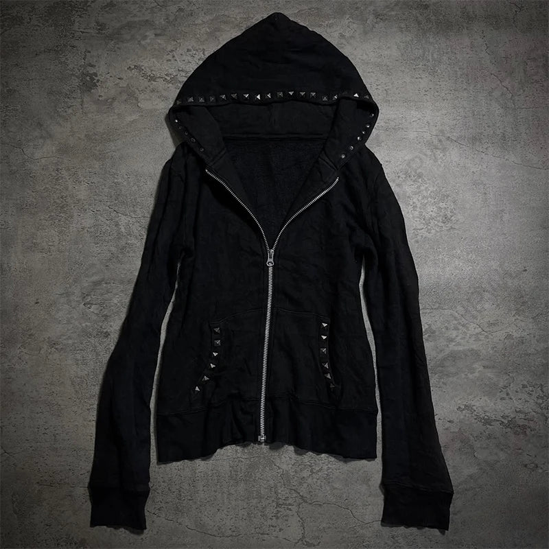 Y2K Harajuku Aesthetic Women's Fur Collar Hoodie Sexy Slim Chic Casual Solid Color Cardigan Sweatshirt Goth Punk Rock Streetwear