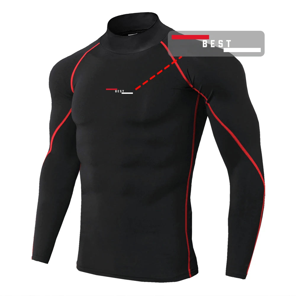 Fitness T-shirt Men Long Sleeve Training Shirts Running Compression Skinny Tops Muscle Workout Clothing
