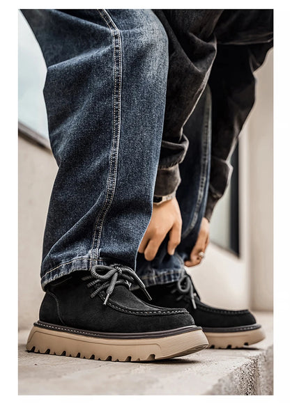 Mens Suede Leather Lace Up Ankle Boots Casual Retro Style