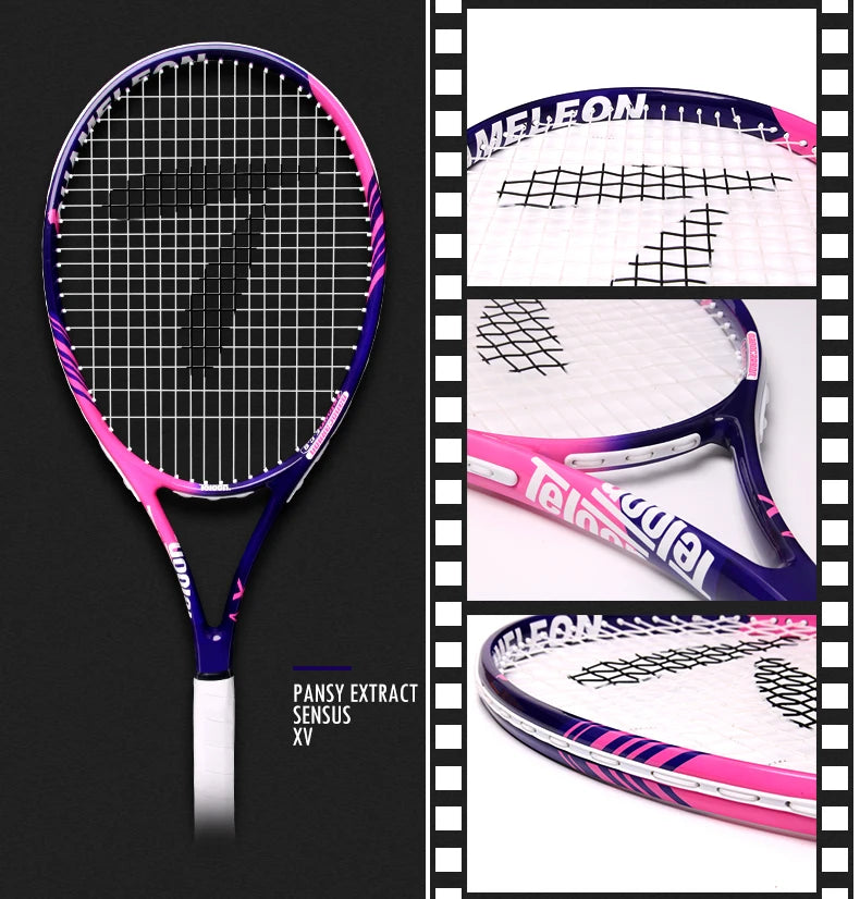TELOON Genuine Carbon Tennis Racket Beginner College Student Men's and Women's Single with Wire Rebound Tennis Trainer Set