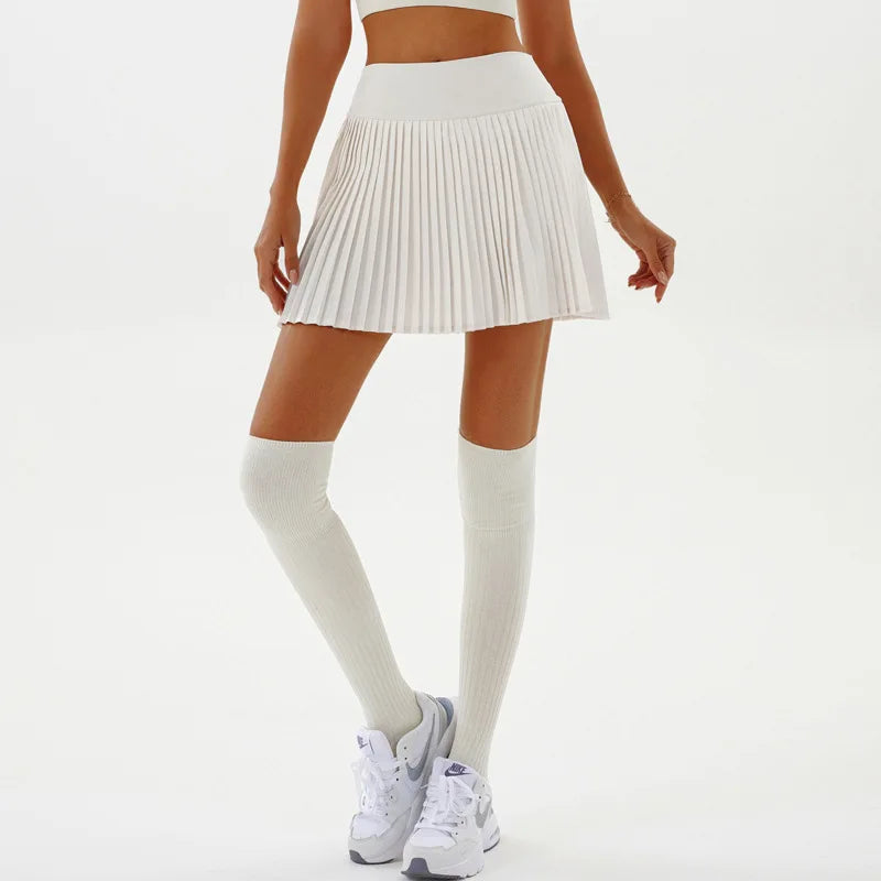 High Waist Women Tennis Pleated Skirt with Inner Lining High Waist Double Layer Design Sport Sexy Fitness Yoga Shorts Dancing