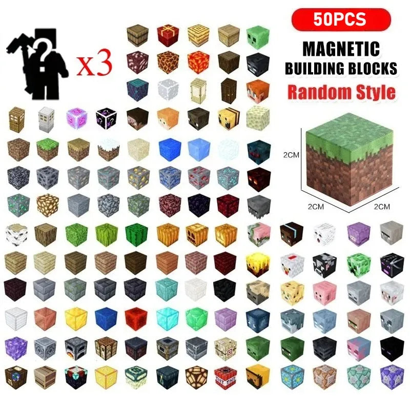 Random Magnetic Building Blocks Mine World Building Toys Boy Girl DIY STEM Montessori Sensory Cubes Toddlers Education Gift