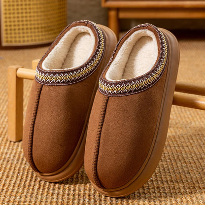 Mens Plush Fleece Lined Slippers With Thick EVA Sole Indoor Outdoor Non Slip
