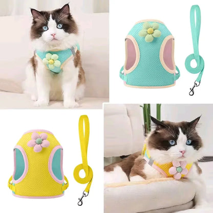 Reflective Pet Harness And Leash Set For Dogs And Cats No Pull Vest Mesh