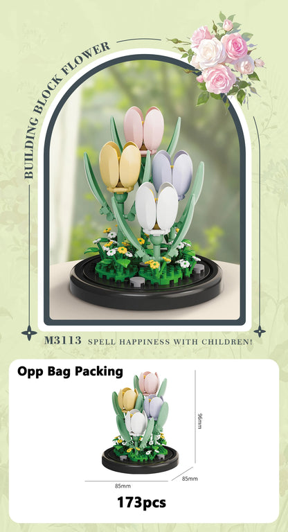 Micro Building Block Plastic Plant Bonsai Kit Flower Bouquet Puzzle Toy