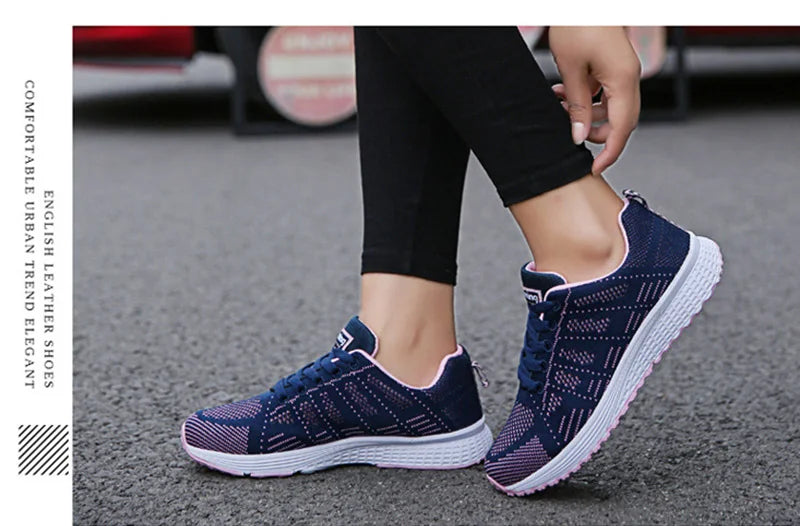 Women Casual Shoes Fashion Breathable Walking Mesh FlatShoesSneakers White Female Footwear