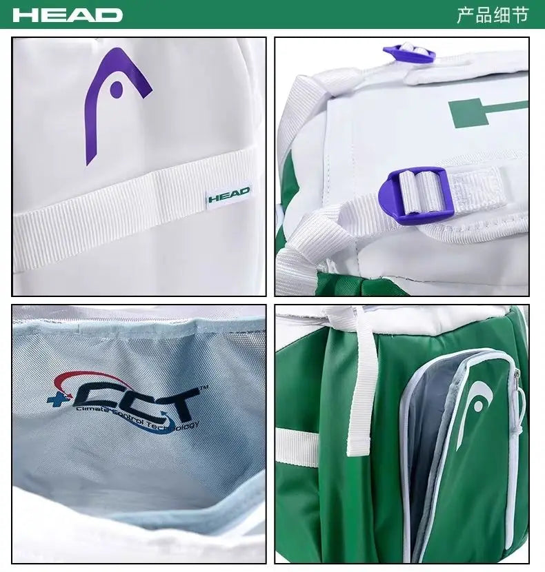 HEAD Tennis Bag Simple Fashion Court Bag Portable Tennis Racket Bag with Shoe Compartment Comfortable Racket Bag