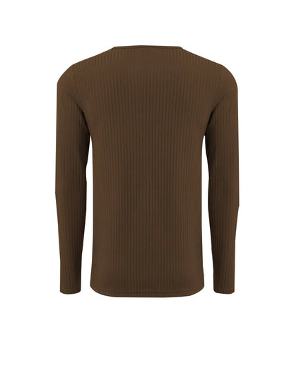 Men's Collarless Button-Front Knit Shirt Plus Size Long Sleeve Elastane