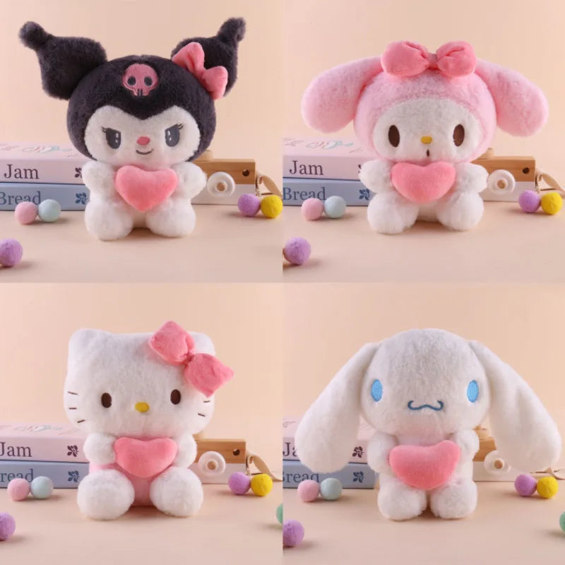 22cm Sanrio Hello Kitty Kuromi Pillow KT Plush Toy Girls Soft Stuffed Animal Toys Heart My Melody Cinnamoroll Stuff Doll Gifts