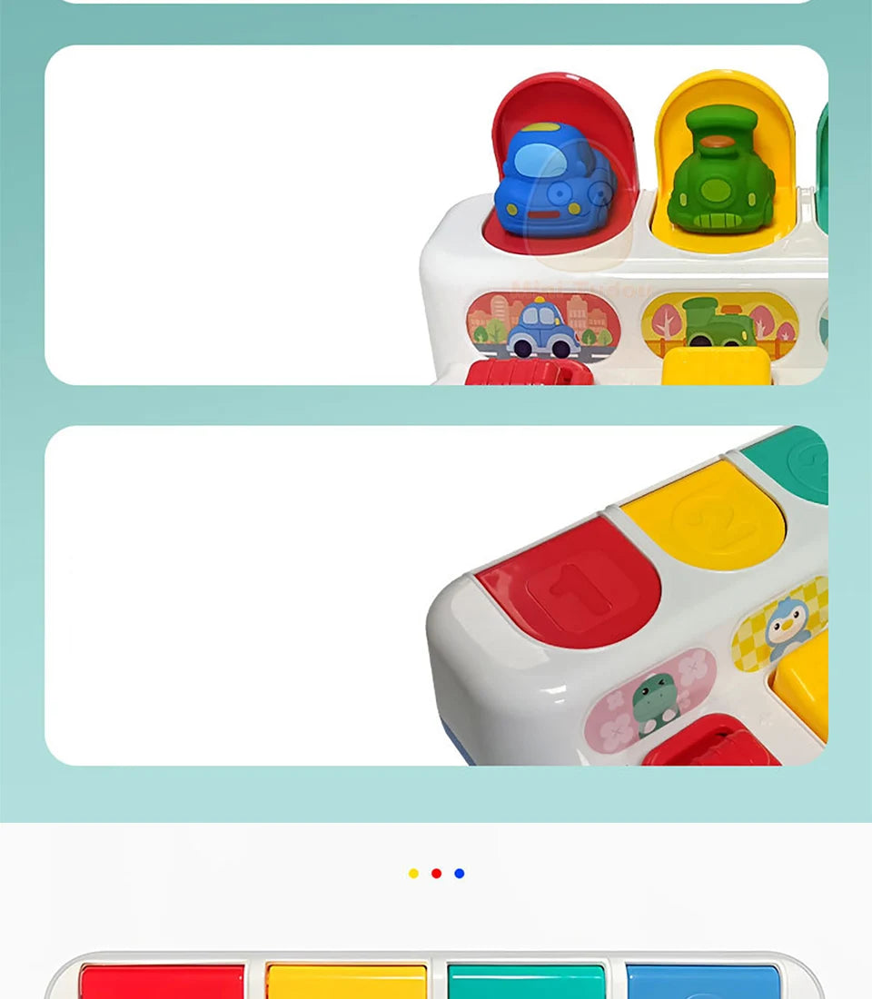 Baby Pop Up Toy Montesorri Fine Motor Skill Training Press Pull Click Animal Car Button Educational Toys For 13 24 Month Infant