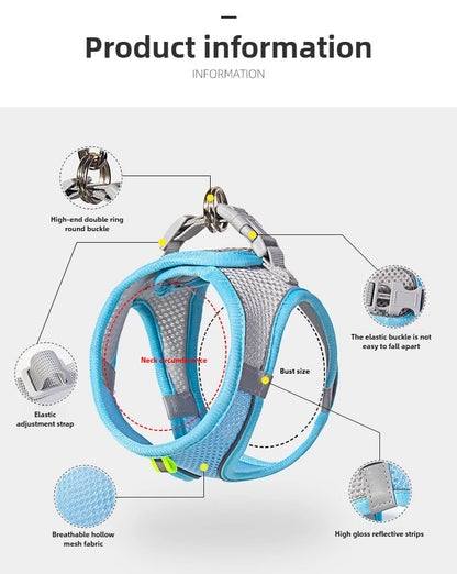 Cat Harness Vest Leash Set Adjustable Reflective Soft