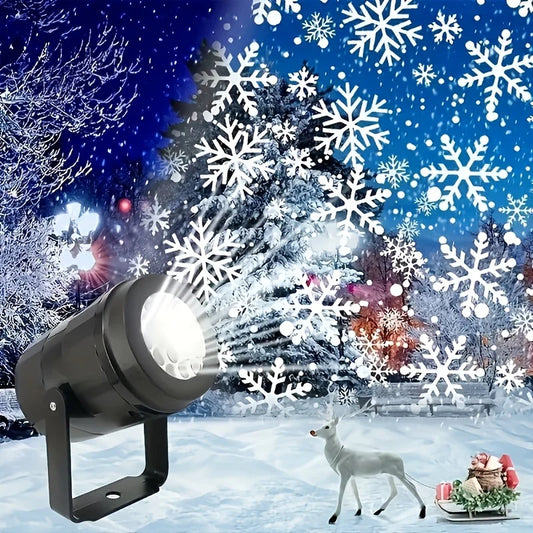 LED Snowflake Projection Light – USB Powered Rotating Winter Effect Decor