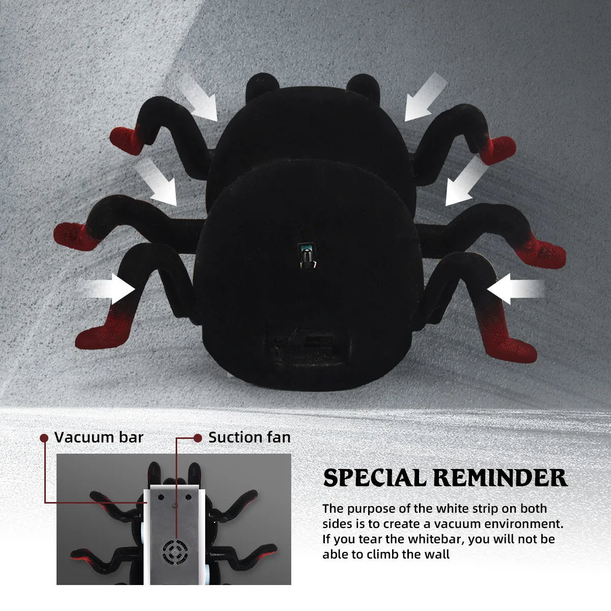 Remote Control Spider Toy, Rechargeable Wall Climbing Tarantula with Lights, Halloween Prank RC Animal Toys for Kids & Adults