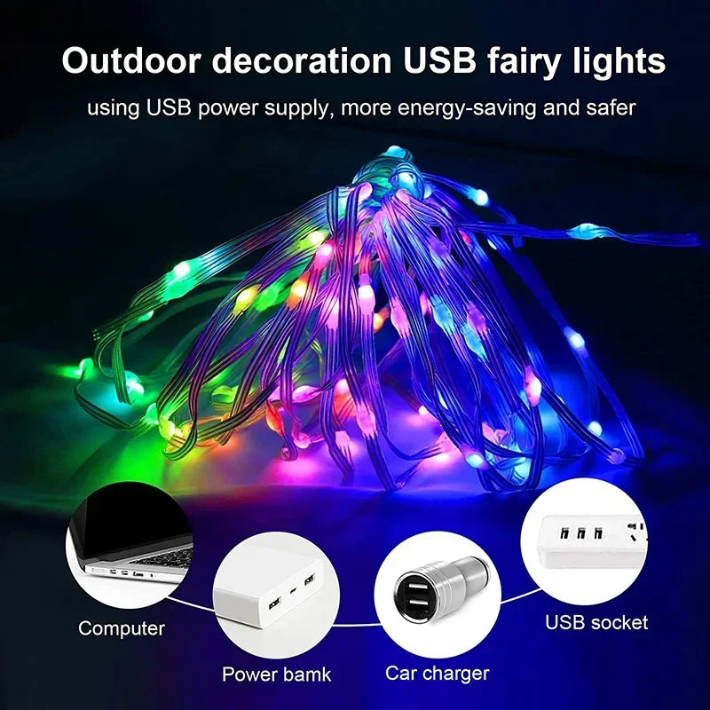 Waterproof RGB Smart String Lights for Curtain & Party Decor