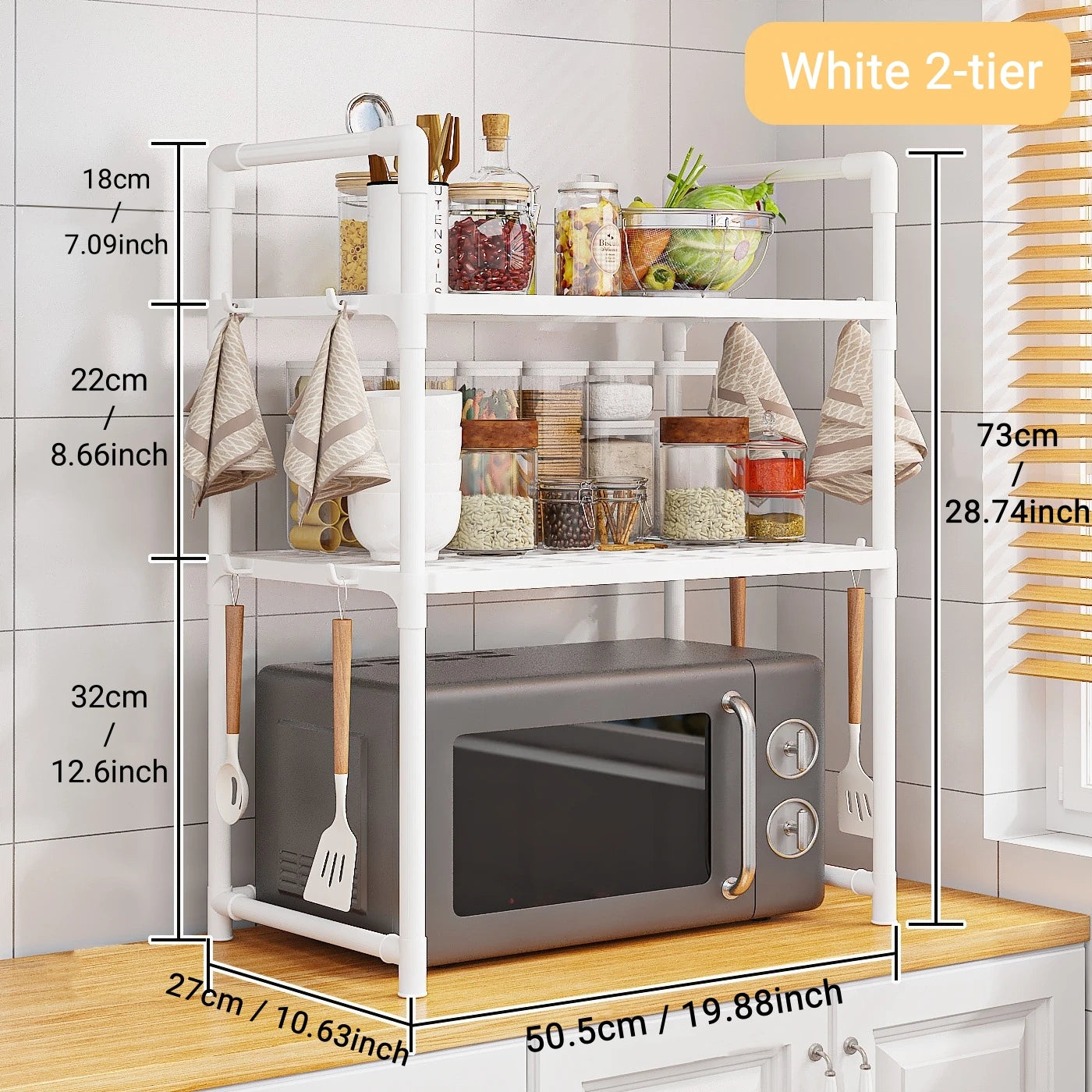 1pc Microwave Oven Storage Rack, Space-saving Countertop Kitchen Utensils Tableware Organizer, Kitchen Accessories Plastic Shelf