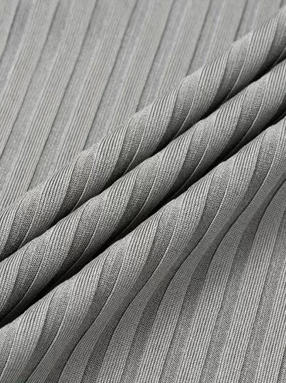 Men's Collarless Button-Front Knit Shirt Plus Size Long Sleeve Elastane