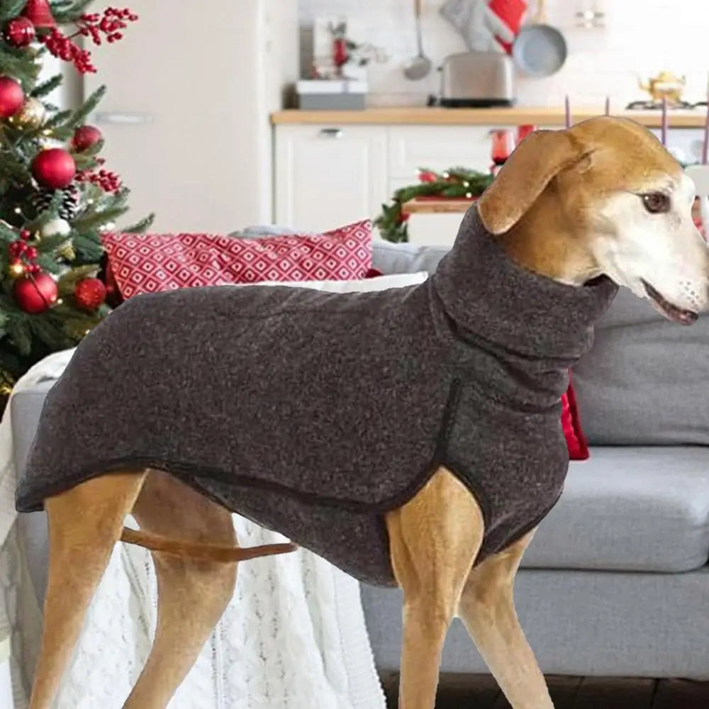 Winter Whippet Vest Turtleneck Soft Fleece Coat for Medium & Large Dogs