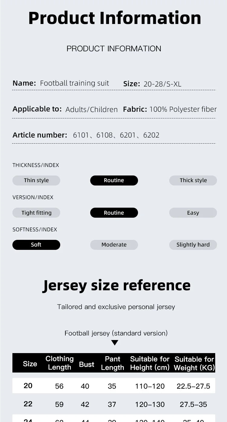 Adult Kid Soccer Jersey Customize Football Uniforms Shirts Men Women Futsal Sportswear Training Tracksuit Sports Outfit Clothes