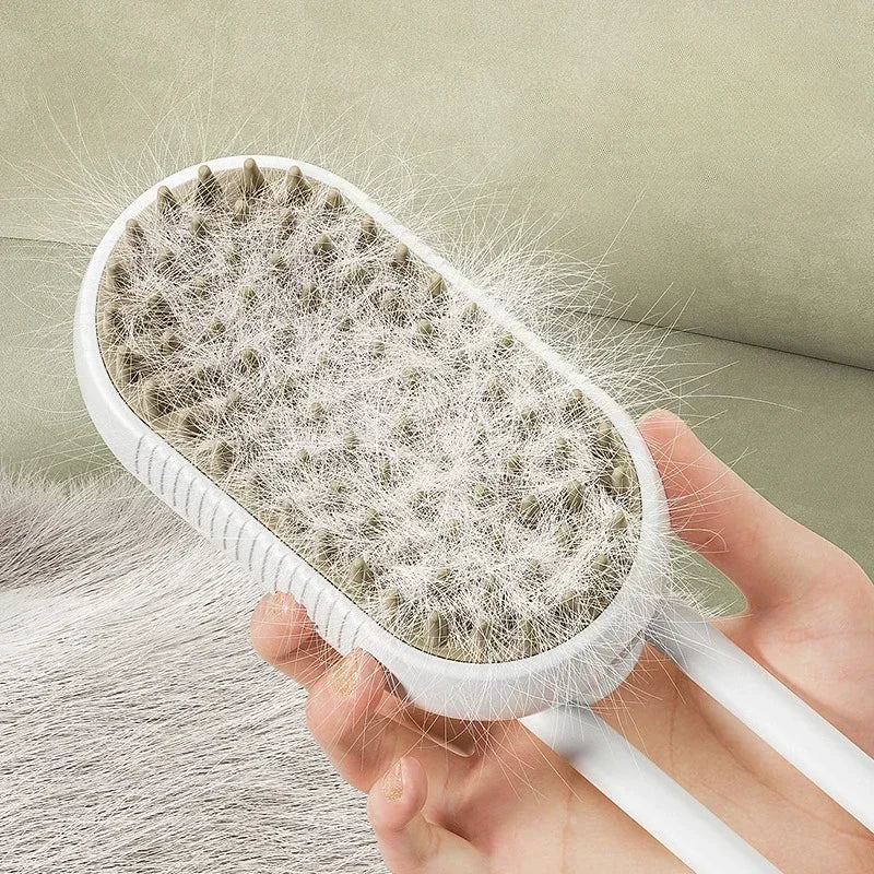 Massage & Steam Pet Brush – Detangling and Loose Hair Removal for Dogs and Cats