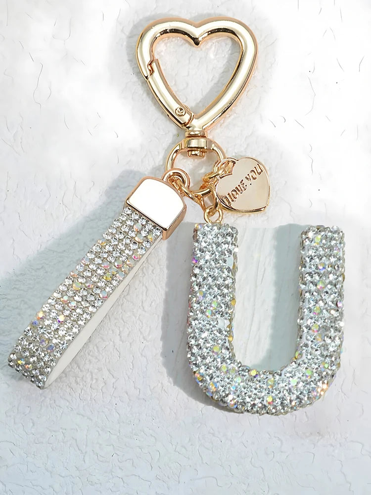 Elegant Diamond Letter Keychain – Lady Bag & Car Accessory