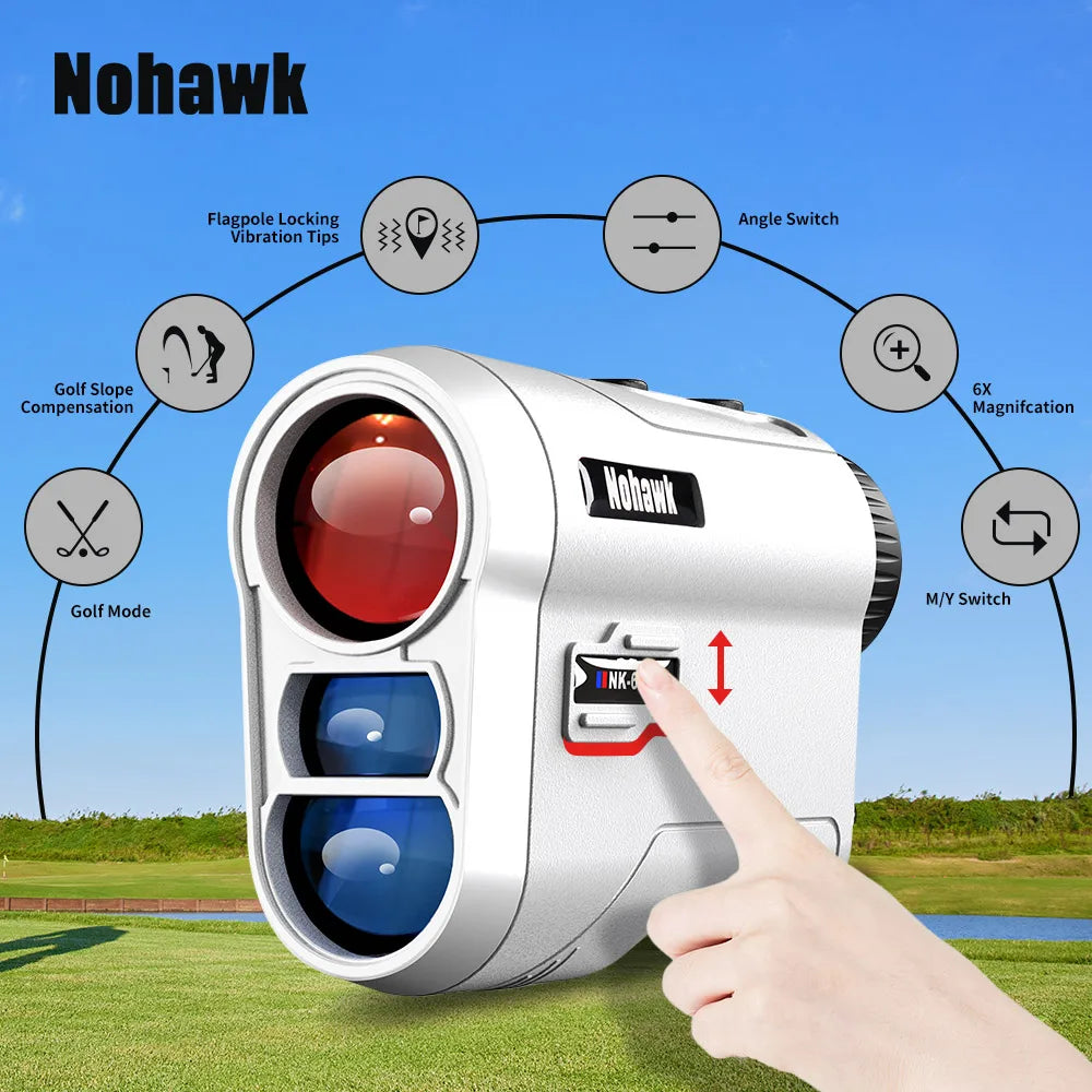 NOHAWK Golf Laser Rangefinder USB Rechargeable with Slope Compensation For Golfer Range Finder Hunting Monocular