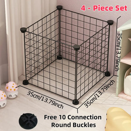 Pet Fence Panels 35x35 Cm Iron Wire Mesh Black With Universal Connectors