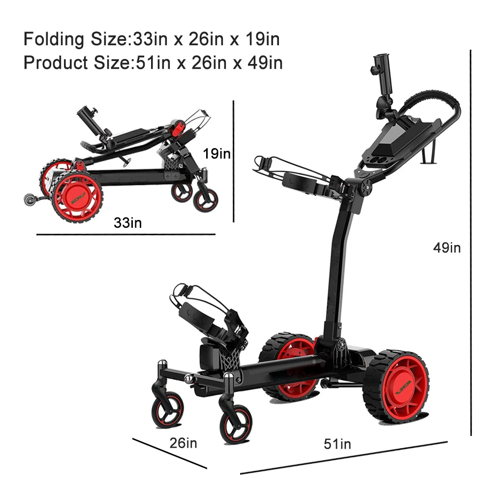 ESWING US Warehouse Golf Electric Cart 4 Wheel Folding Golf Trolley Remote Controlled Follow-Me Golf Caddy Cart