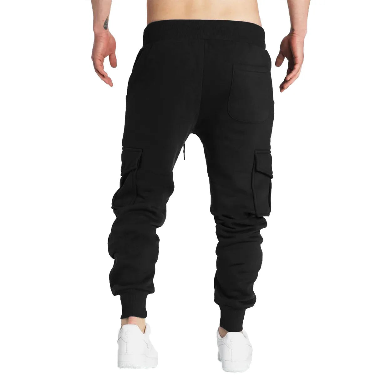Men's Casual Cargo Sweatpants With Pockets, Drawstring Waist, Polyester, S-2XL