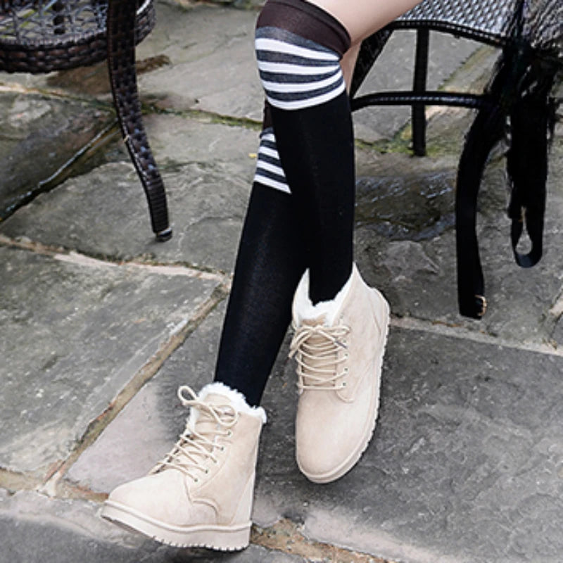 BCEBYL Autumn and Winter Fashion New Casual Comfortable Plus Velvet Warm Solid Color Cross Belt Round Toe Women's Short Boots