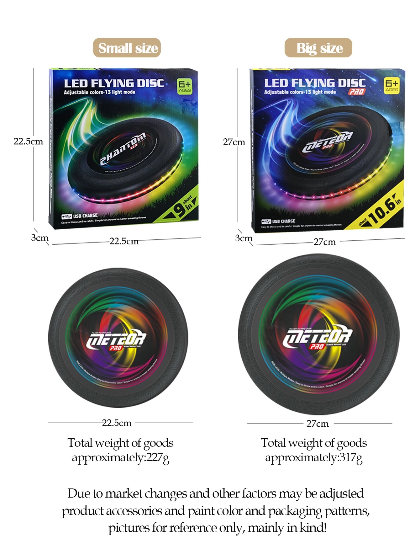 LED Flying Disc, Noctilucence Colorful Outdoor Leisure Toys Various Lighting Changes Lightweight and Fun Sport Game Gifts