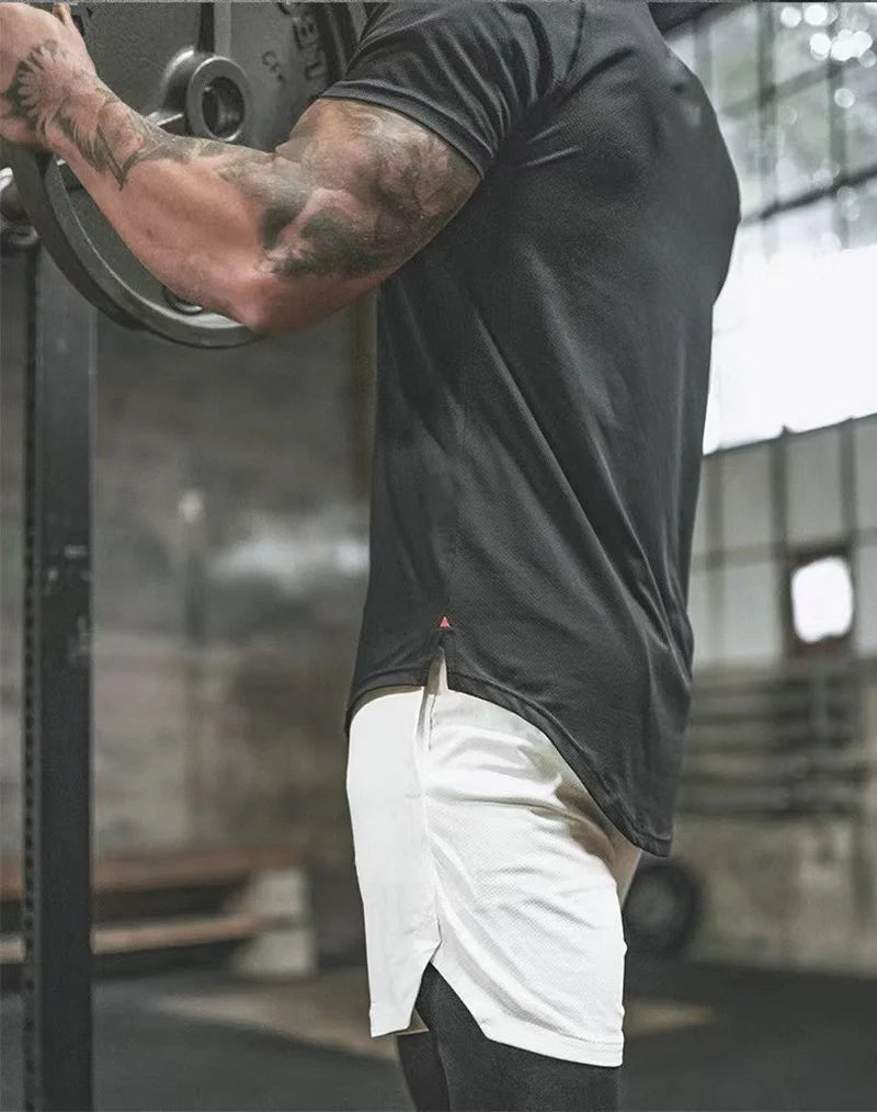 Men's anime double-layer shorts, sports printed multifunctional training fast drying jogging pants