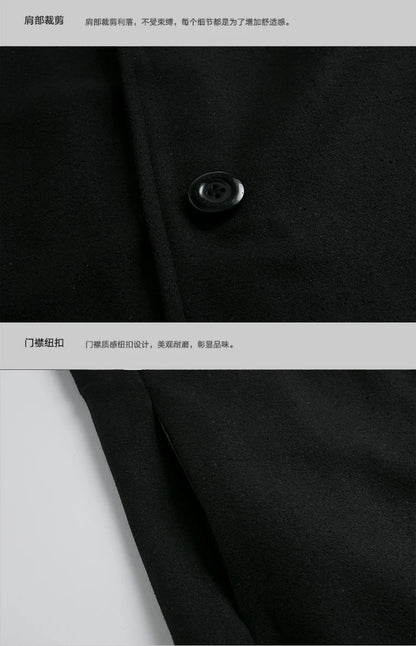 Mens Trench Coat Wool Blend Long Winter 5XL Casual