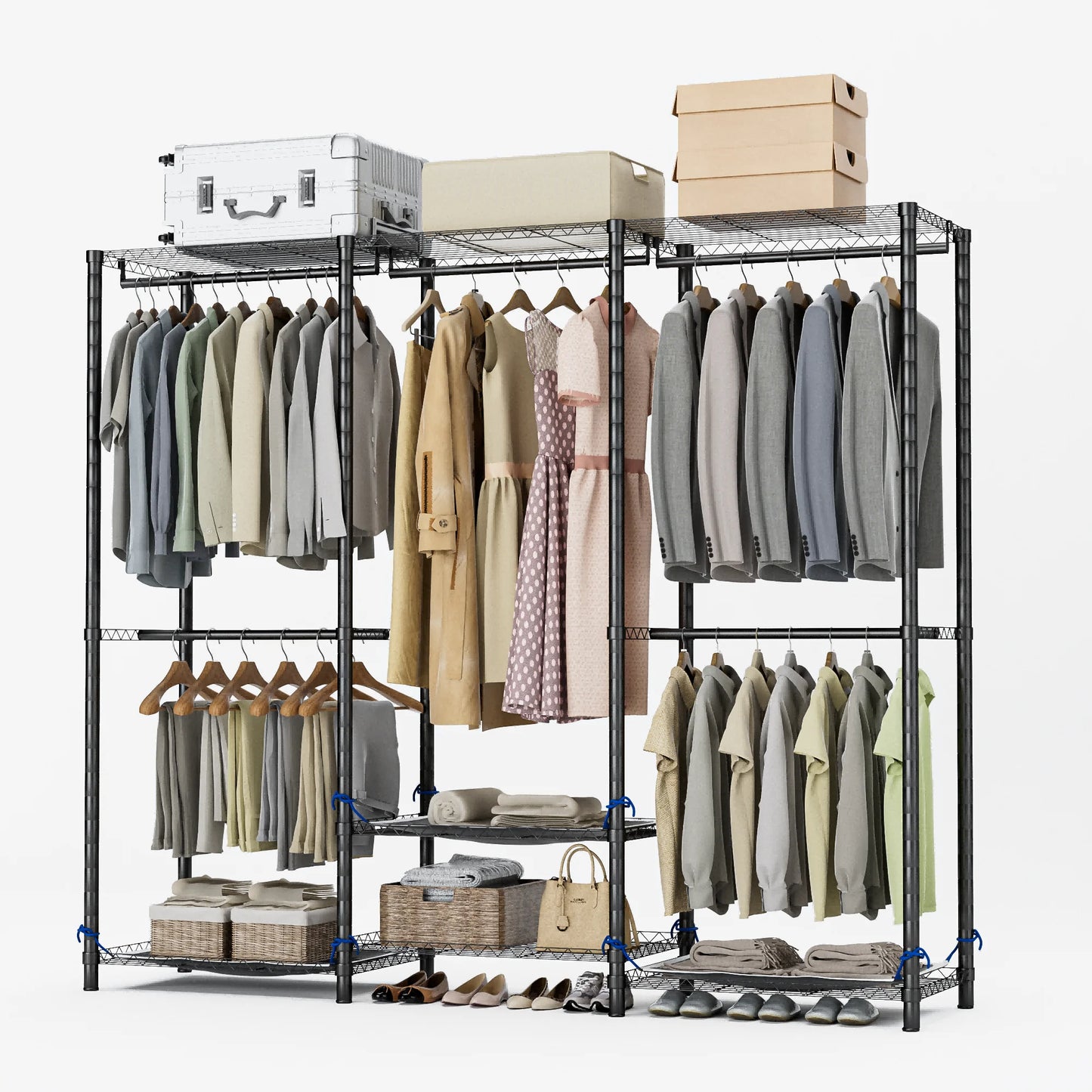Clothes Rack Storage Organizer Wardrobe Hanging Clothes Freestanding Portable Heavy Duty 960 lb for Cloakroom Bedroom Entrances