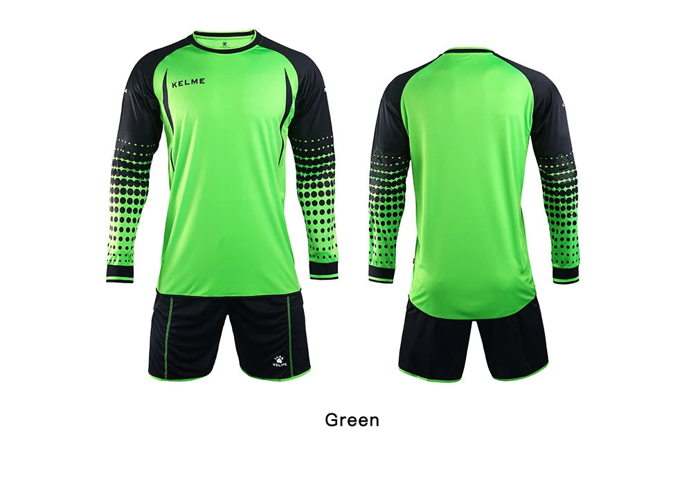 KELME Goalkeeper Jersey Soccer Custom Goaile Jerseys Mens Long Sleeve Football Uniform Shorts Sponge Protector 9161ZB1002