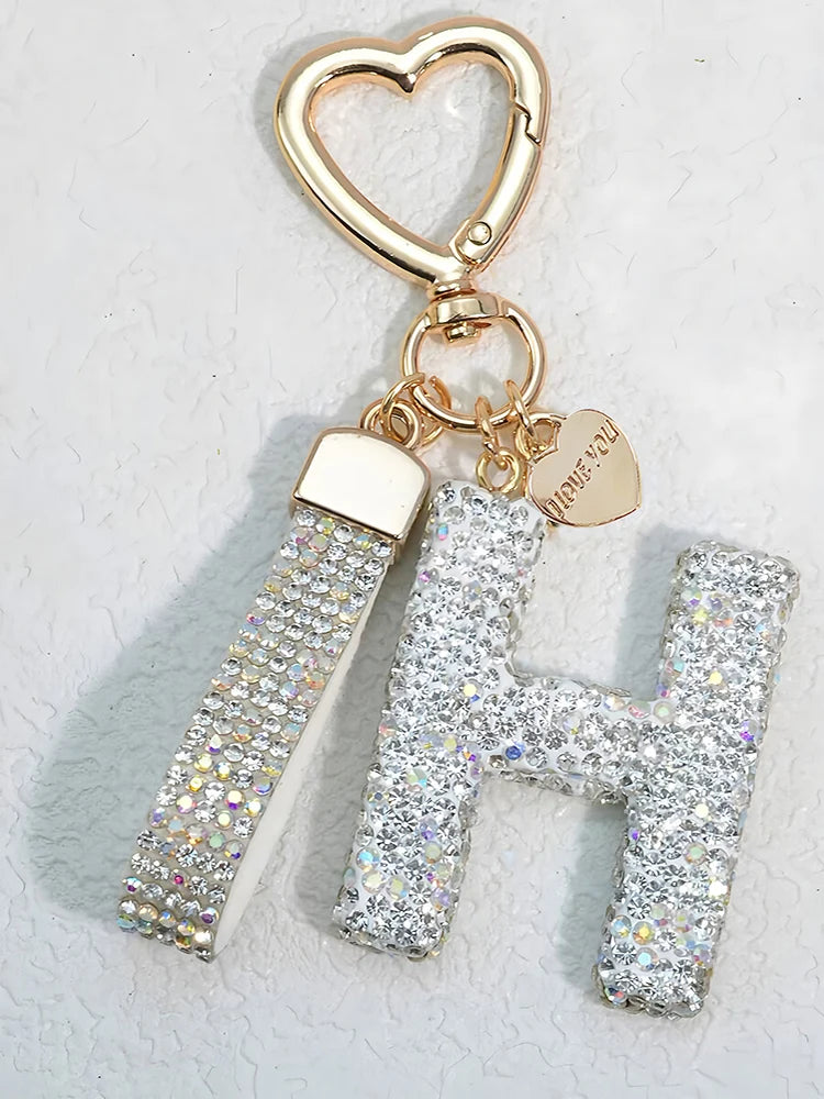 Elegant Diamond Letter Keychain – Lady Bag & Car Accessory