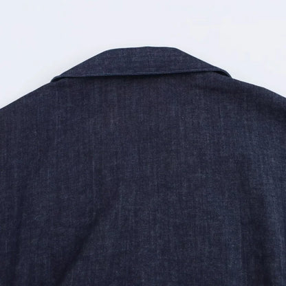 Denim Midi Dress For Women With Lapel And Side Zipper