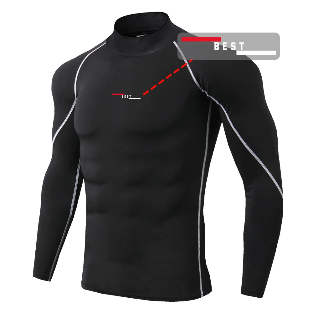 Fitness T-shirt Men Long Sleeve Training Shirts Running Compression Skinny Tops Muscle Workout Clothing