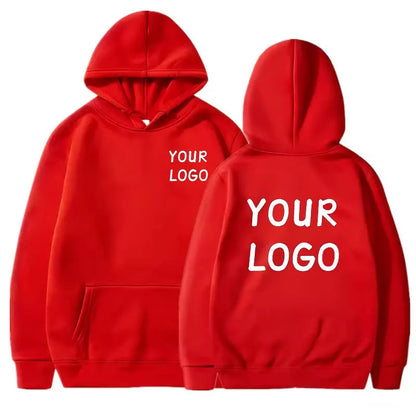 Hooded Polyester Hoodie Sweatshirt, Solid Color Pullover, Custom Logo, Men's