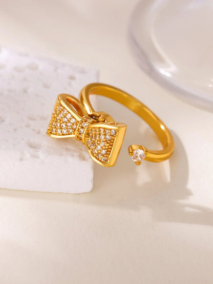 Four Clover Flower Ring Metal With 18K Gold Plating Fidget Anti Stress